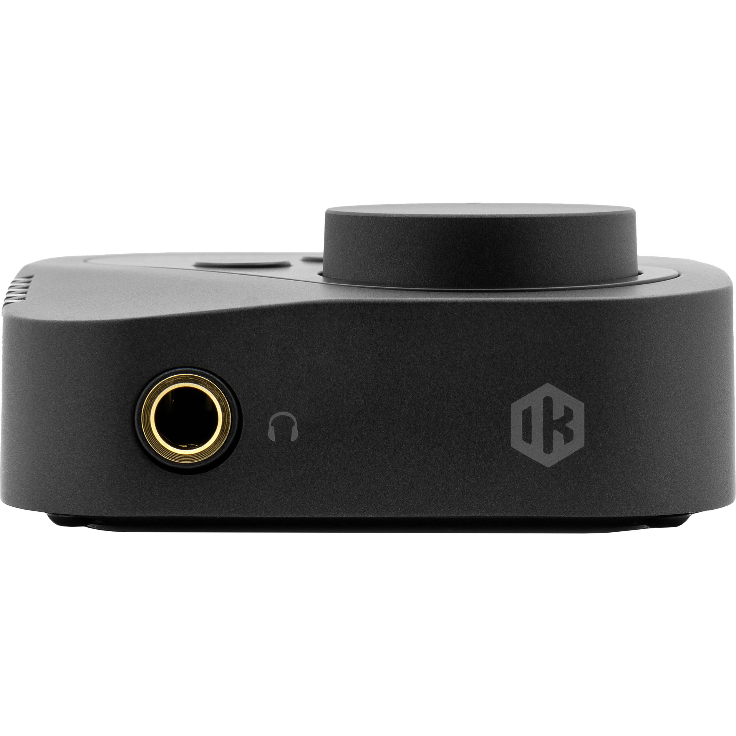 IK Multimedia ARC ON EAR headphone amplifier and DAC with sleek black design and control buttons on the front panel.