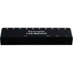Erica Synths Midi Dispatch MIDI interface with multiple MIDI ports and sleek black design for seamless music production.