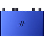 Focusrite Scarlett 2i2 4th Gen Anniversary Edition audio interface with dual input and output ports, compact design, and sleek black finish.
