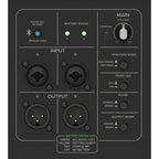 Mackie ThumpSub GO compact subwoofer with sleek black design and control panel, designed for powerful bass in portable sound systems.
