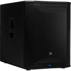 Presonus Air XD Sub 15 active subwoofer with a black enclosure and control knobs on the back for bass enhancement.