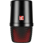 sE Electronics V KICK dynamic microphone shown on a stand, designed for kick drum and percussion recording.