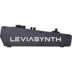 ASM Leviasynth keyboard synthesizer with black and gray keys, featuring control knobs and a sleek design.