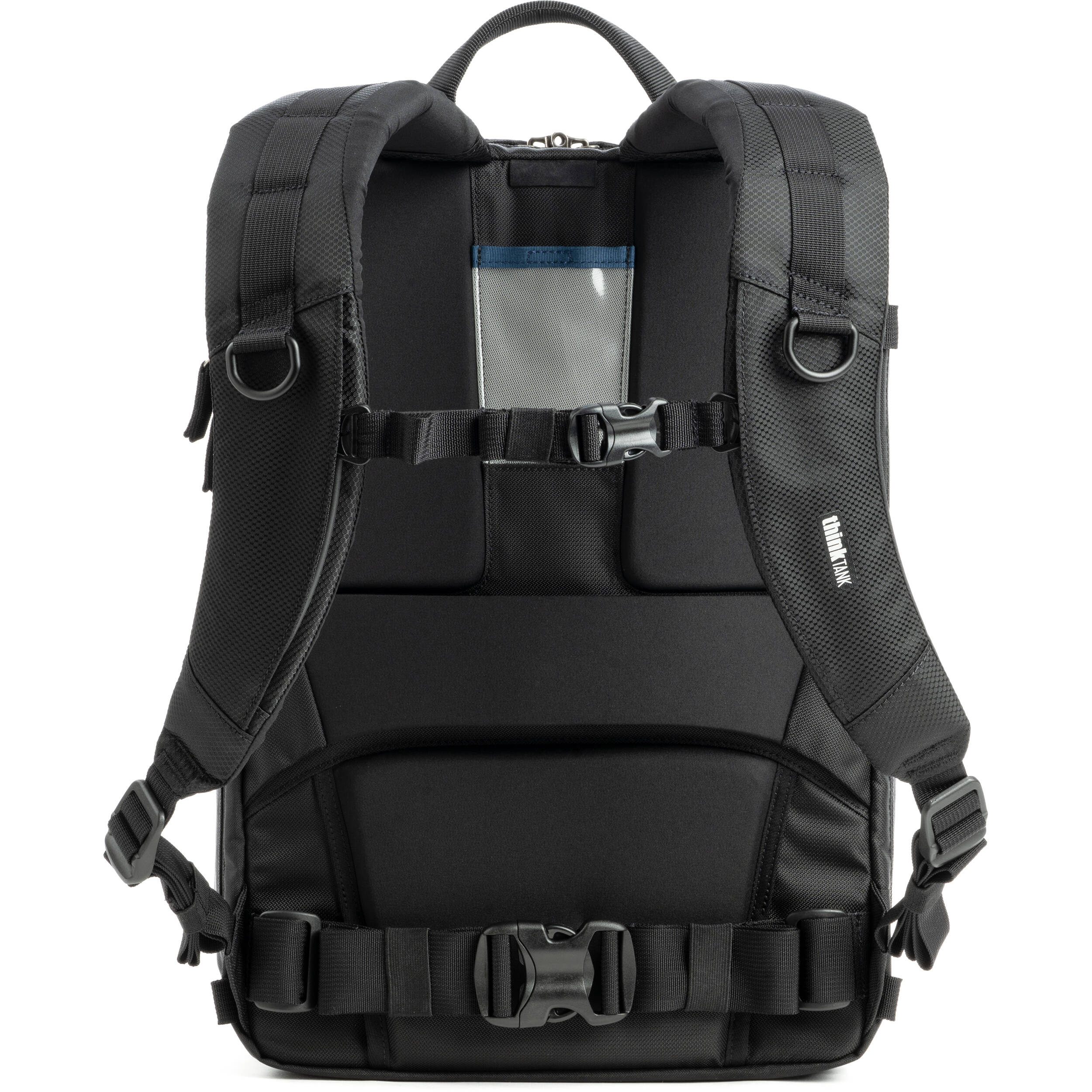Think Tank Shape Shifter video equipment bag with adjustable compartments and padded interior for camera gear storage.