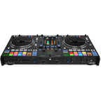 Rane System One DJ controller with jog wheels, mixer controls, and connection ports for professional DJ performance.