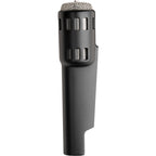 Warm Audio Retro 64 dynamic microphone shown with its sleek black body and vintage-style grille, ideal for studio recording.