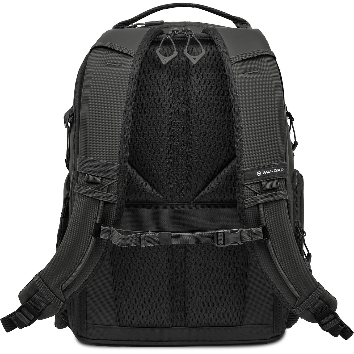 Wandrd Prvke Zip video equipment bag with multiple compartments for cameras, lenses, and accessories, black color, front view.