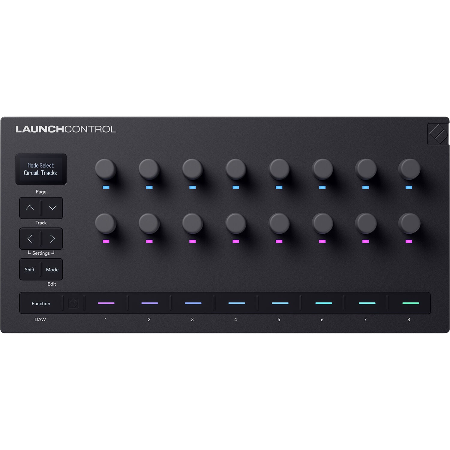 Novation Launch Control 3 MIDI controller with knobs and pads for music production and live performance.