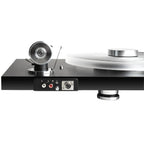 Pro-Ject Debut Reference 10 manual turntable with sleek black finish and tonearm, showcasing its high-quality audio design.