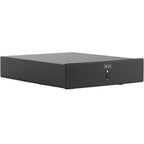 Hegel V10 phono preamp with sleek black design and control knobs, ideal for high-quality vinyl record audio setup.