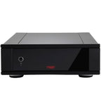 Rega AOS MC phono preamp with sleek black design and control knobs, used for enhancing turntable audio signals.