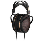 Audeze CRBN2 wired headphones with over-ear design, black ear cups, and braided cable for high-quality audio.
