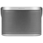 Bang & Olufsen Beosound A5 portable speaker in sleek design with fabric covering and control buttons on top.