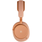 Wireless Bang & Olufsen Beoplay H100 headphones with sleek black design and plush ear cushions, close-up view.