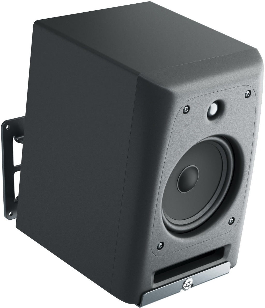 K&M 24167 Studio Monitor Wall Mount L for secure speaker installation on walls, durable metal construction, detailed view.