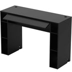Glorious Modular Mix Station DJ table with sturdy black metal frame and wooden surface, ideal for professional DJ setups.