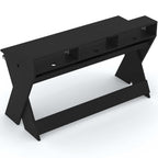 Glorious Sound Desk Pro studio furniture with a sleek black surface and sturdy metal frame for professional music production setup.