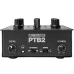 Reloop PTB-2 DJ mixer with multiple control knobs and sliders, professional audio equipment for DJs.