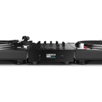 Reloop RMX-30 BT DJ mixer with multiple knobs, sliders, and Bluetooth connectivity for professional music mixing.
