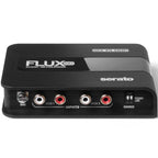 Reloop Flux Go USB audio interface with multiple input/output ports and compact design, shown in the image.