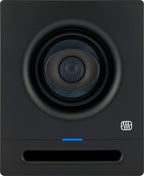 Presonus Eris Pro 4 active nearfield monitor speakers with black finish and front grille, designed for studio audio monitoring.