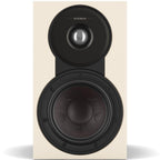 DALI Sonik 1 passive bookshelf speakers showing black woodgrain finish and compact design for home audio systems.
