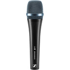 Sennheiser E 945 dynamic microphone with a black grille and body, ideal for live vocals and stage performances.