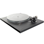Rega Planar 6 turntable in Polaris Grey with Nd5 cartridge, showcasing its sleek design and tonearm components.