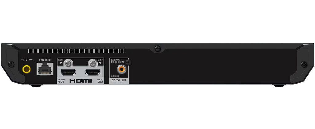 Sony UBP-X700 CD player with disc tray and control buttons, sleek black media player for high-quality audio playback.