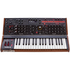Sequential Pro 3 Special Edition synthesizer front view showing its sleek black design and control panel with various knobs and keys.
