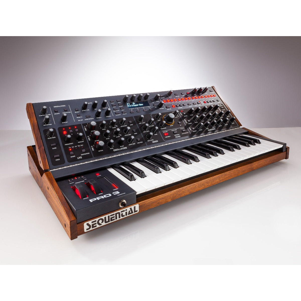 Sequential Pro 3 Special Edition synthesizer with displays and control knobs, showcasing its professional audio hardware.
