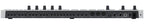 Arturia Keystep Pro sequencer with back view showing control knobs, connectivity ports, and compact keyboard layout.