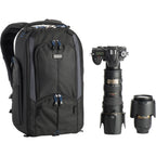 Think Tank StreetWalker V2.0 video equipment bag showing padded compartments and durable black fabric for camera gear storage.