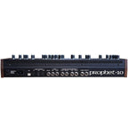 Sequential Prophet-10 Desktop synthesizer shown from the back, featuring multiple input/output ports and control panel.