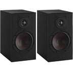 DALI Opticon 2 MK2 passive bookshelf speakers with black finish, showing front view with drivers and grille.