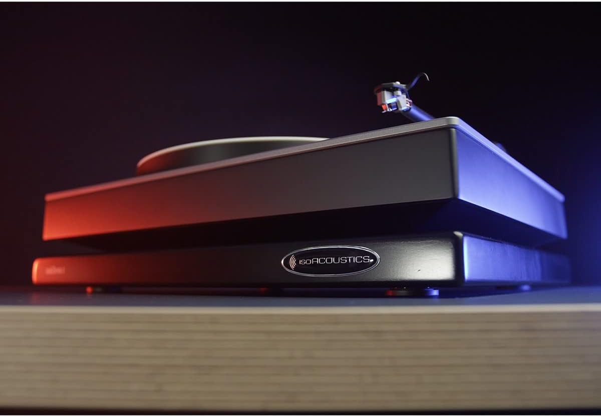 IsoAcoustics zaZen I studio monitor stands with sleek black design and adjustable height for optimal audio positioning.