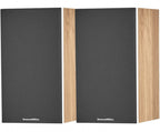 Bowers & Wilkins 607 S3 passive bookshelf speakers with black cabinets and silver accents, designed for high-quality audio.