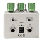 Warm Audio Fluff Drive pedal with control knobs and input/output jacks, showcasing its compact guitar effects design.