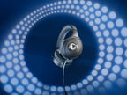 Focal Azurys wired headphones in blue with over-ear design and plush ear cushions for immersive listening.
