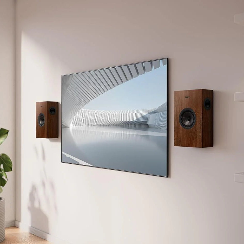 KEF Q4 Meta in-wall and outdoor speaker with sleek black grille and modern design, suitable for high-quality home audio installation.
