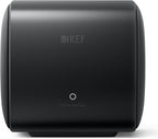 KEF KC62 subwoofer with sleek black enclosure and compact design, perfect for enhancing bass in home audio systems.