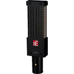 sE Electronics VR1 dynamic microphone with cardioid capsule, professional audio recording equipment, close-up view of the microphone.