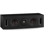 DALI Sonik Cinema center speaker with sleek black design, featuring multiple speaker drivers for home theater sound.