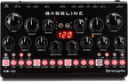 Erica Synths Desktop Bassline DB-01 synthesizer with a compact black control panel, knobs, and input/output jacks for bass sounds.