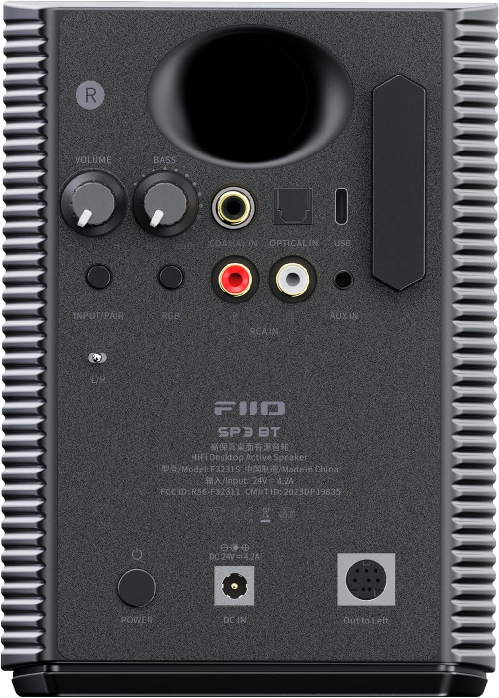FiiO SP3 BT desktop speakers with sleek black design and compact build, featuring Bluetooth connectivity for wireless audio.