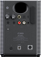 FiiO SP3 BT desktop speakers with sleek black design and compact build, featuring Bluetooth connectivity for wireless audio.