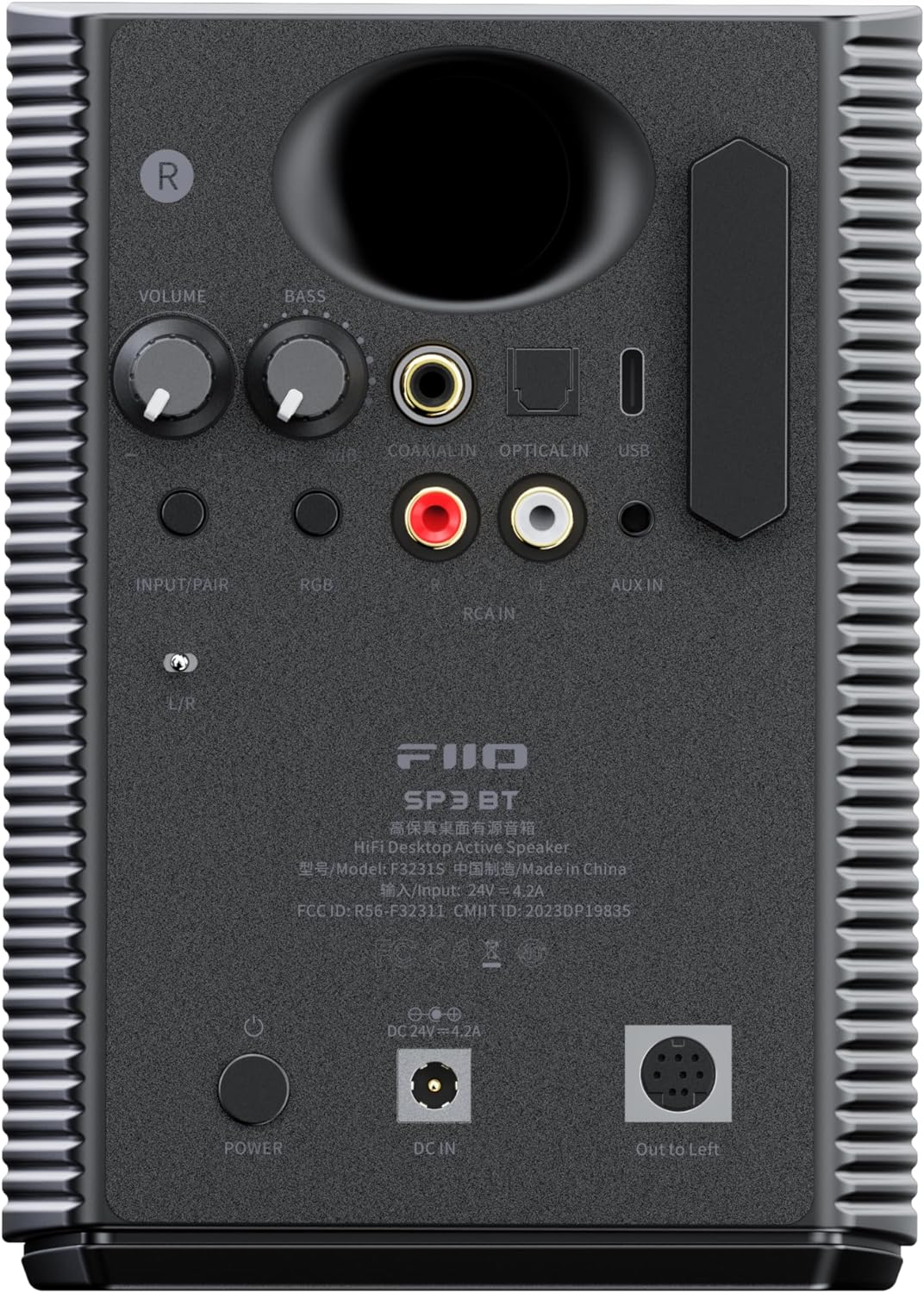 FiiO SP3 BT desktop speakers with sleek black design and compact build, featuring Bluetooth connectivity for wireless audio.
