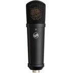 Warm Audio WA-87jr SE condenser microphone in black, front view showcasing its compact design and professional-grade build.