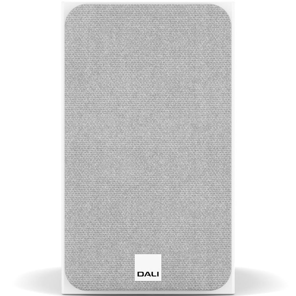 DALI Sonik 1 passive bookshelf speakers with black wood finish and compact design, featuring dual drivers and sleek grille.