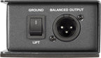 Samson MD1 DI box with input and output jacks, compact audio interface for professional sound connection and signal distribution.